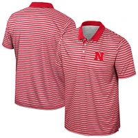 Men's Colosseum Scarlet Nebraska Huskers Striped Polo