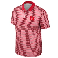 Men's Colosseum Scarlet Nebraska Huskers Striped Polo