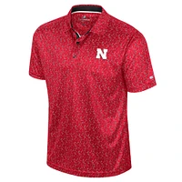 Men's Colosseum Scarlet Nebraska Huskers Sublimated Golf Polo