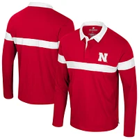 Polo à manches longues pour homme Colosseum Scarlet Nebraska Huskers Too Cool For School