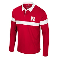 Men's Colosseum  Scarlet Nebraska Huskers Too Cool For School Long Sleeve Polo