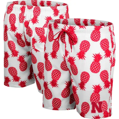 Nebraska Huskers Colosseum Pineapple Swim Shorts - White/Scarlet