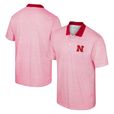 Polo Colosseum Homme Blanc/Écarlate Nebraska Huskers Imprimé Stripe