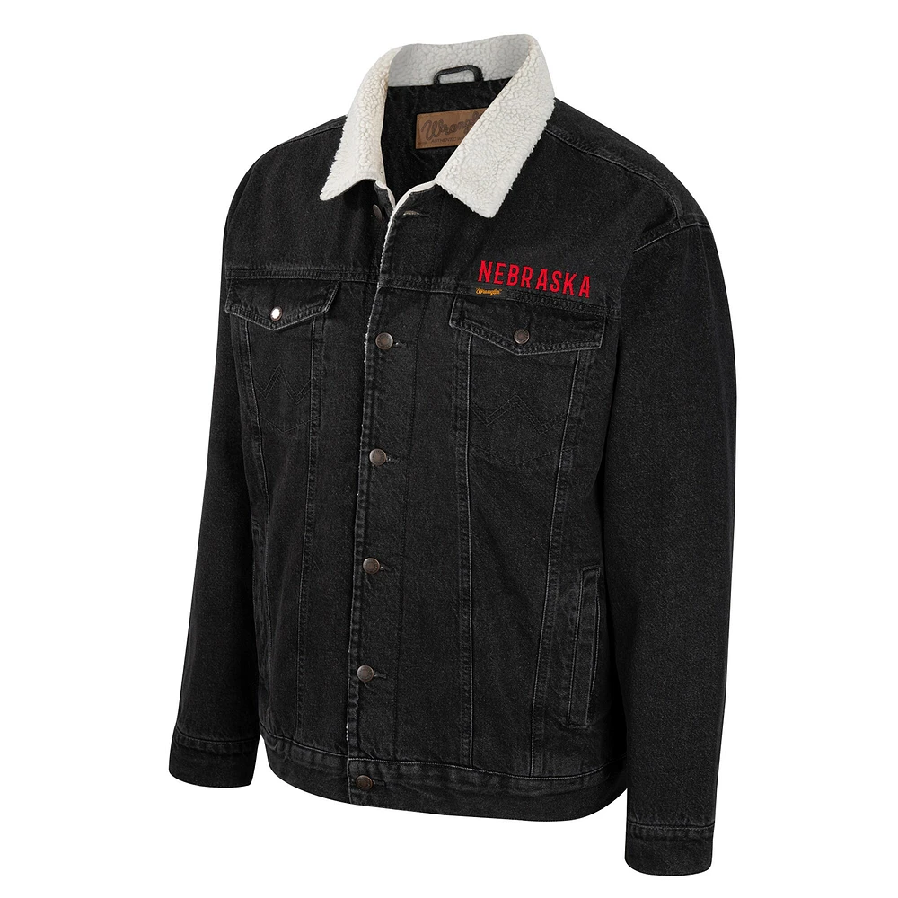 Veste en jean Colosseum x Wrangler Charcoal Nebraska Huskers Western boutonnée pour homme