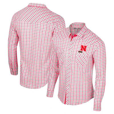 Chemise à manches longues et boutons-pression pour hommes Colosseum x Wrangler White Nebraska Huskers carreaux avec fenêtre