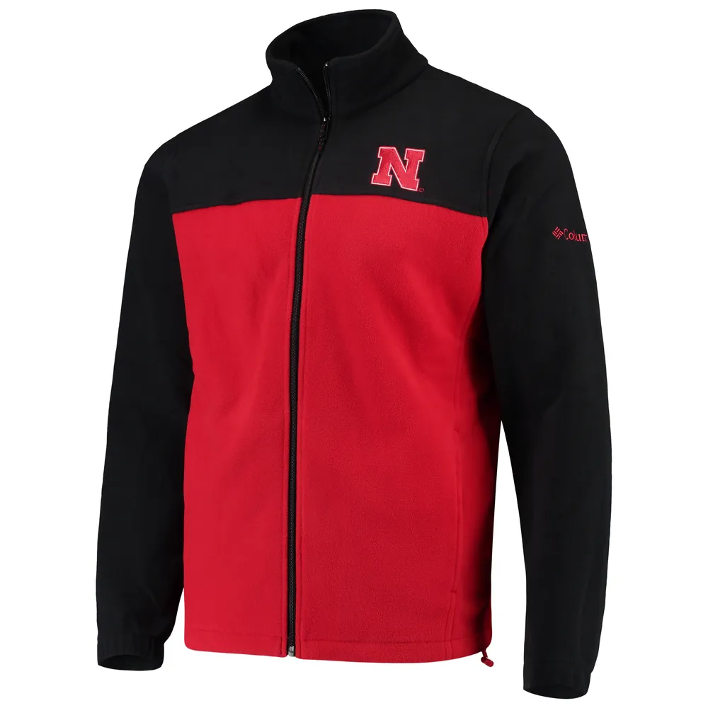 Men's Columbia Black/Scarlet Nebraska Huskers Flanker III Fleece Team Full-Zip Jacket