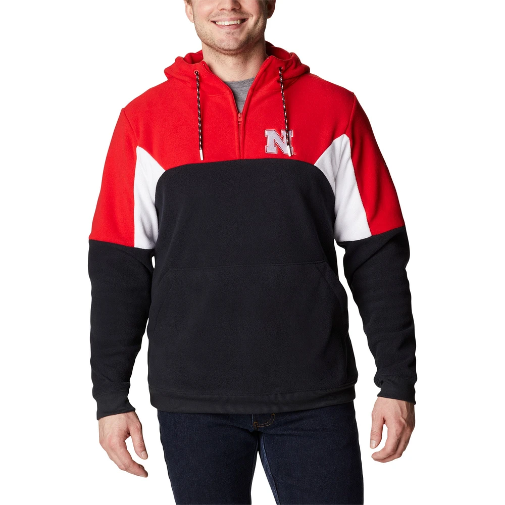 Sweat à capuche noir quart de zip Columbia Nebraska Huskers Lodge pour hommes