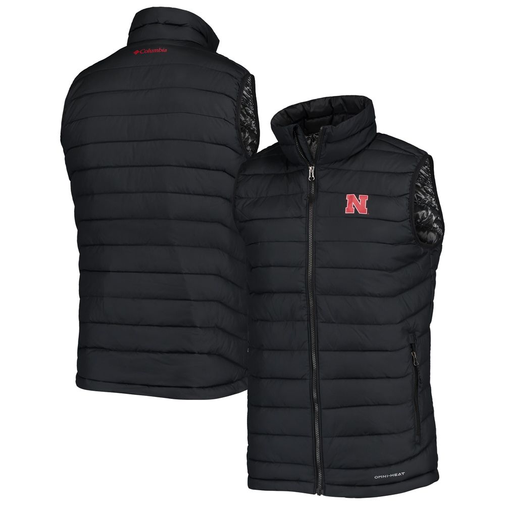 Men's Columbia Black Nebraska Huskers Powder Lite Omni-Heat Reflective Full-Zip Vest