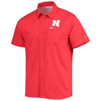 Men's Columbia PFG Scarlet Nebraska Huskers Slack Tide Camp Button-Up Shirt