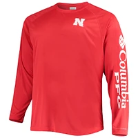 Men's Columbia Scarlet Nebraska Huskers Big & Tall Terminal Tackle Omni-Shade Long Sleeve Raglan T-Shirt
