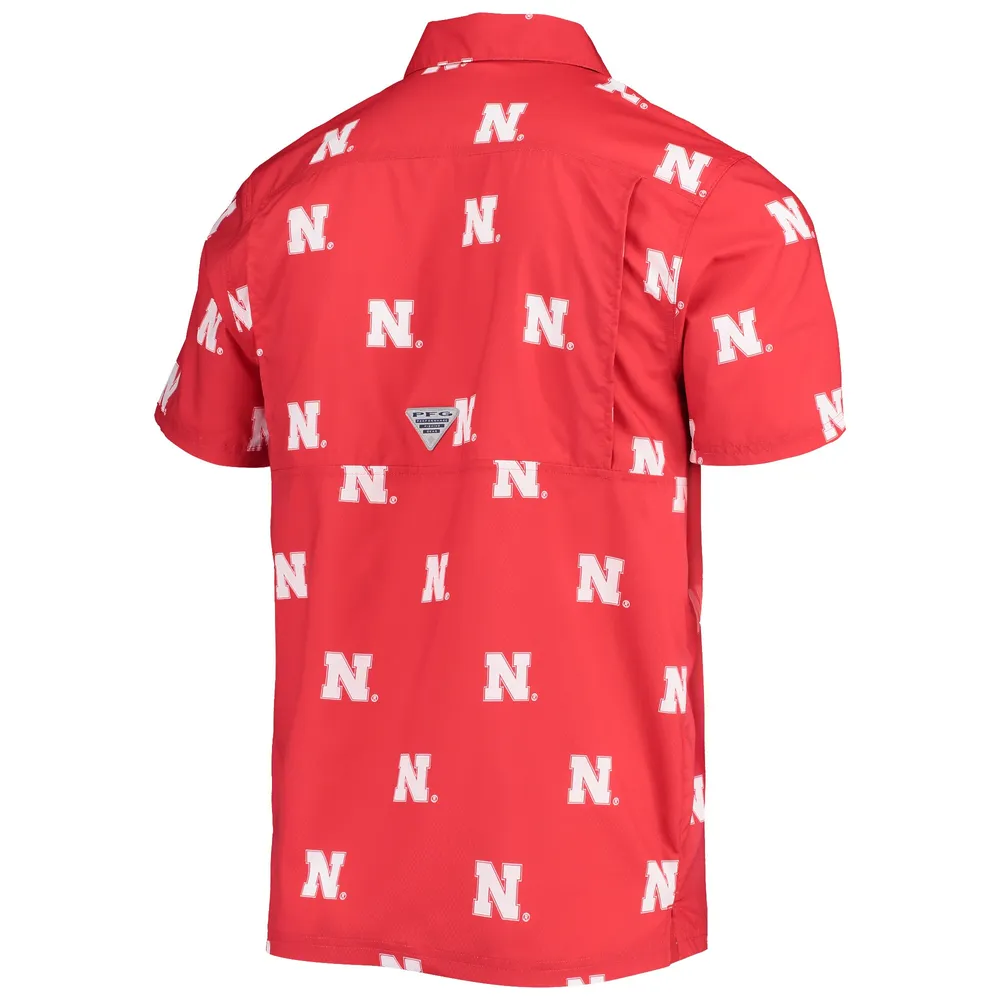 Chemise boutonnée Super Slack Tide Omni-Shade pour homme Columbia Scarlet Nebraska Huskers