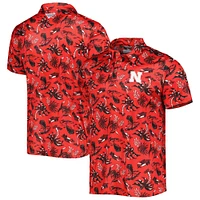 Men's Columbia Scarlet Nebraska Huskers Super Terminal Tackle Omni-Shade Polo