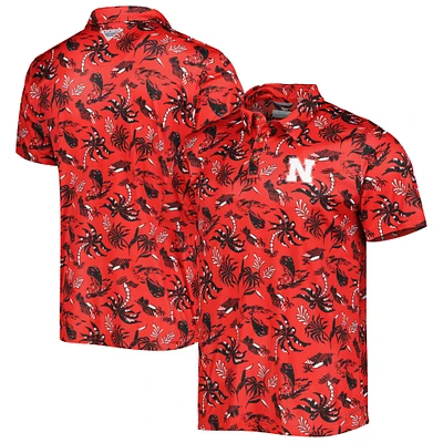 Polo omnicolore Columbia Scarlet Nebraska Huskers Super Terminal Tackle pour homme