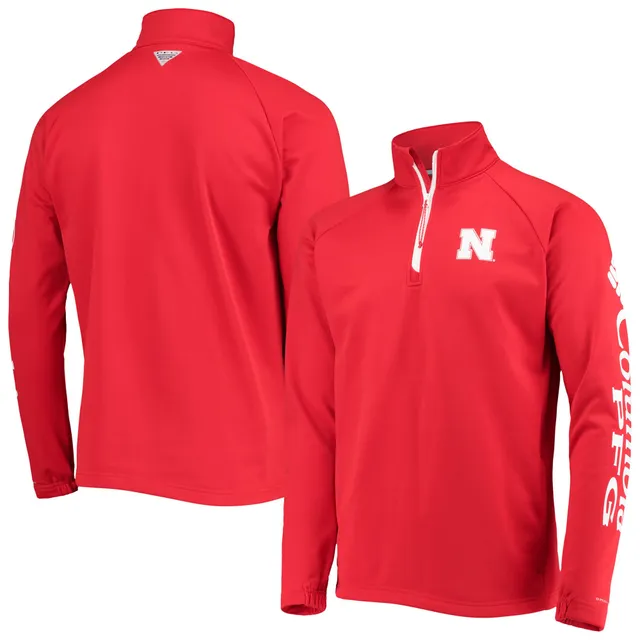 Men's Columbia PFG Scarlet Nebraska Huskers Terminal Tackle Omni-Shade UPF  50 Long Sleeve Hooded Top