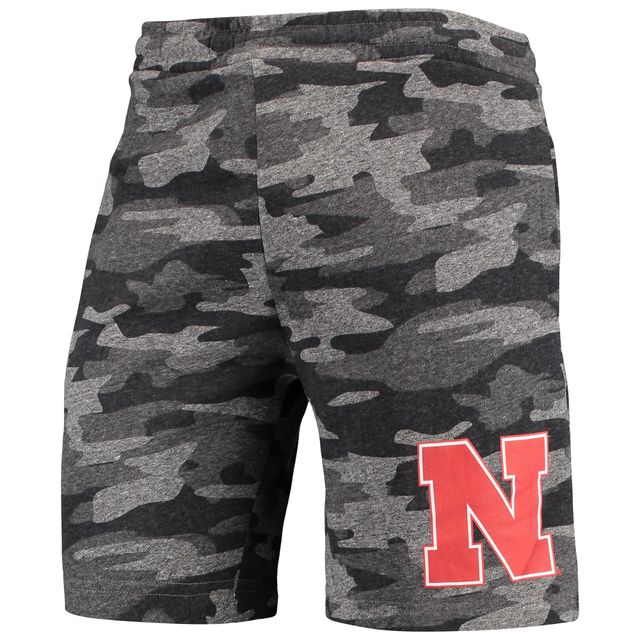 Short de détente Concepts Sport Charcoal/Gris Nebraska Huskers Camo Backup Terry Jam pour homme