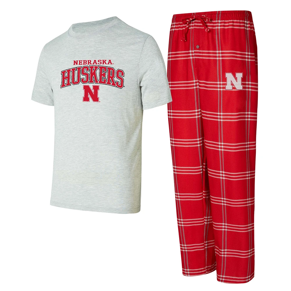 Ensemble de nuit pour homme Concepts Sport Nebraska Huskers avec t-shirt et pantalon