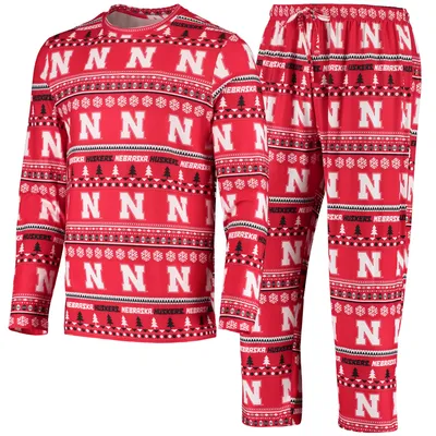 Nebraska Huskers Concepts Sport Ugly Sweater Knit Long Sleeve Top and Pant Set - Scarlet