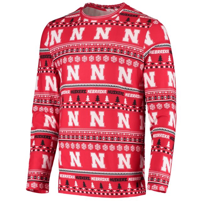 Concepts Sport Scarlet Nebraska Huskers Ugly Sweater Knit Haut à manches longues et ensemble pantalon