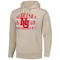 Men's  Cream Nebraska Huskers Upper Arch Letters Pullover Hoodie