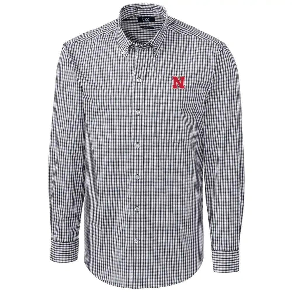 Lids Nebraska Huskers Cutter & Buck Big Tall Stretch Gingham Long Sleeve  Button Down Shirt - Charcoal