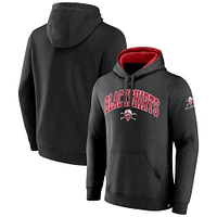 Men's Fanatics Black Nebraska Huskers Arch & Logo Tackle Twill Pullover Hoodie