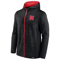 Men's Fanatics Black Nebraska Huskers Ball Carrier Full-Zip Hoodie