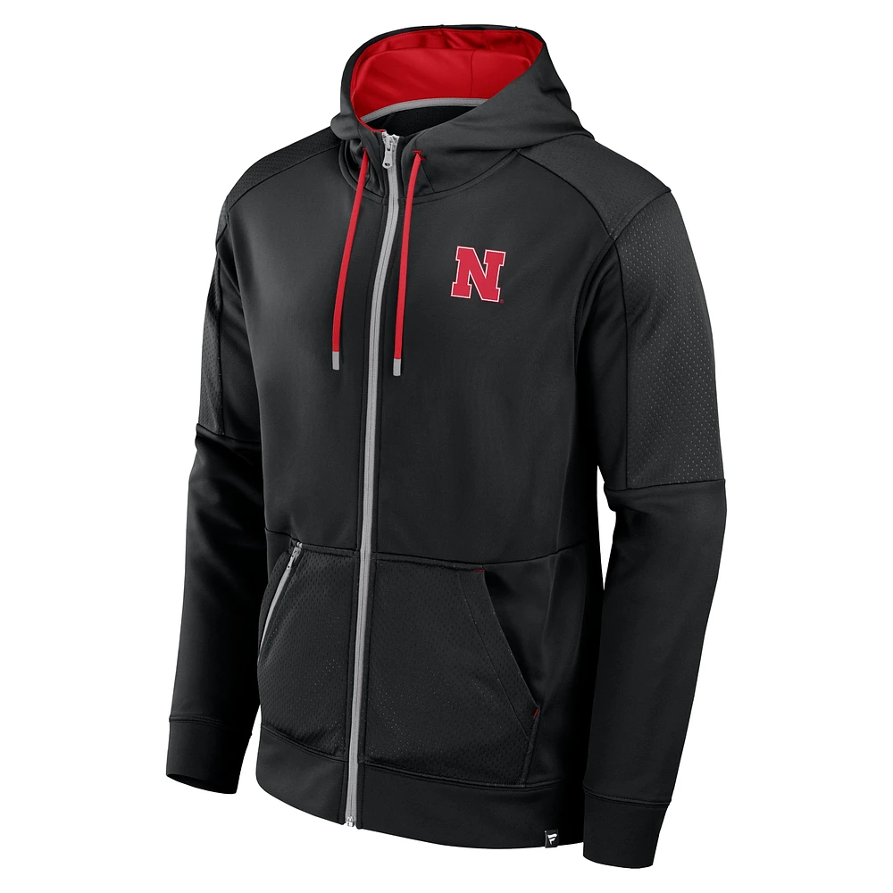 Men's Fanatics Black Nebraska Huskers Defender Full-Zip Hoodie