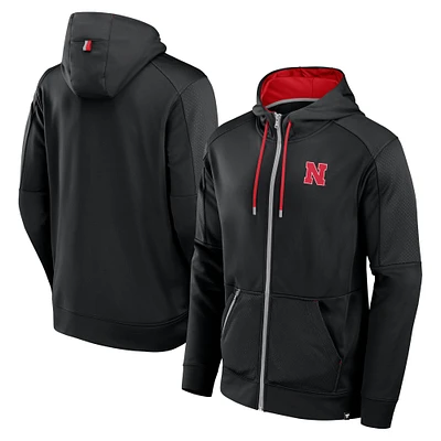 Men's Fanatics Black Nebraska Huskers Defender Full-Zip Hoodie