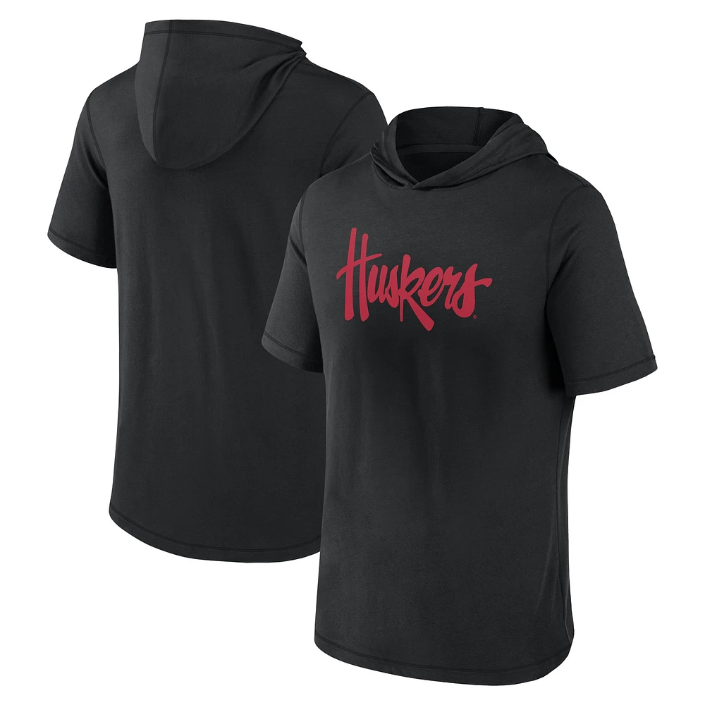 Men's Fanatics  Black Nebraska Huskers Primary Logo Hoodie T-Shirt