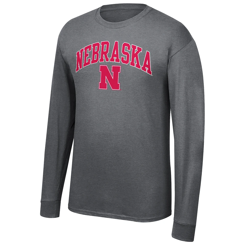 T-shirt à manches longues Fanatics pour homme Nebraska Huskers Core, anthracite