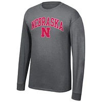 T-shirt à manches longues Fanatics pour homme Nebraska Huskers Core, anthracite