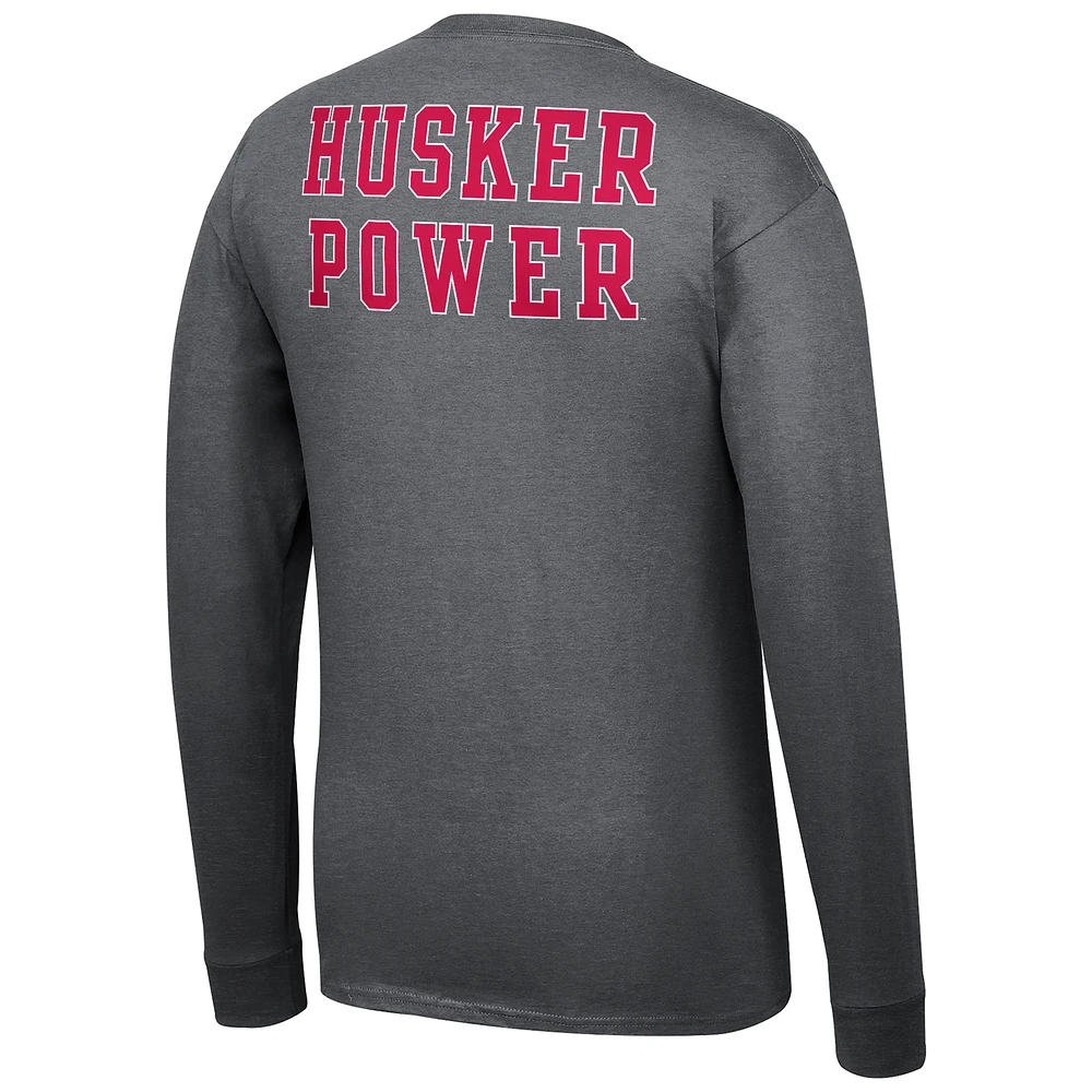 T-shirt à manches longues Fanatics pour homme Nebraska Huskers Core, anthracite