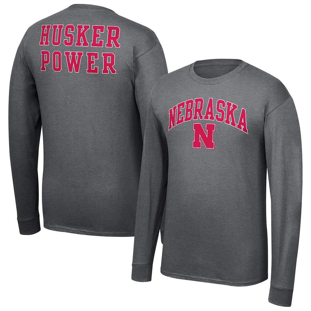 T-shirt à manches longues Fanatics pour homme Nebraska Huskers Core, anthracite