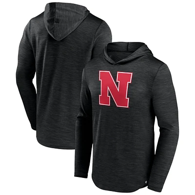 Men's Fanatics Heather Black Nebraska Huskers Transitional Hoodie T-Shirt