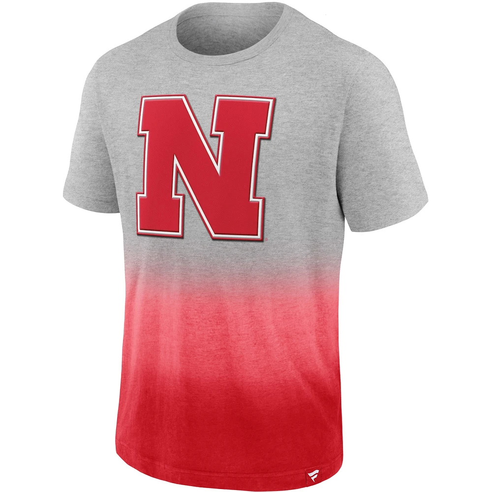 T-shirt ombré de l'équipe Nebraska Huskers Fanatics gris chiné/écarlate pour hommes