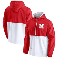 Veste anorak à capuche demi-zip Fanatics Scarlet/White Nebraska Huskers Thrill Seeker pour hommes