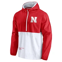 Veste anorak à capuche demi-zip Fanatics Scarlet/White Nebraska Huskers Thrill Seeker pour hommes