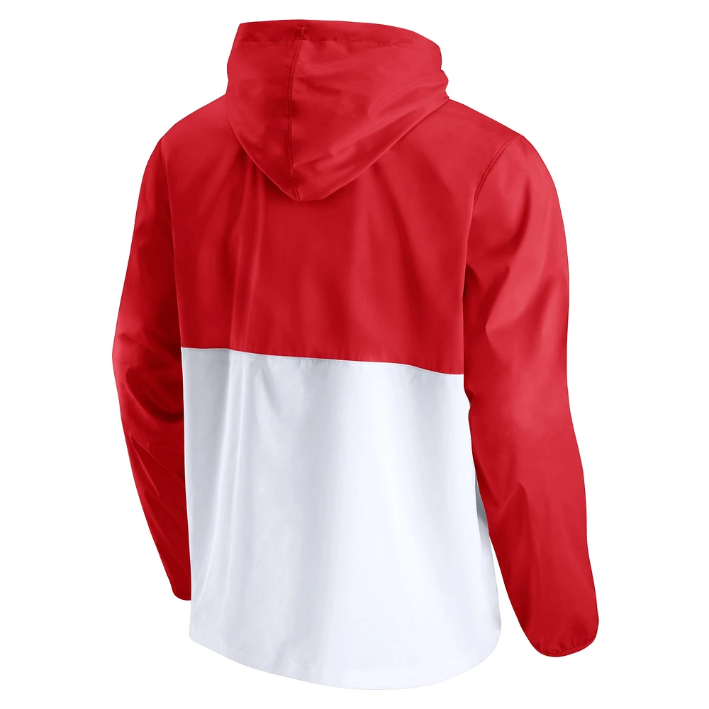 Veste anorak à capuche demi-zip Fanatics Scarlet/White Nebraska Huskers Thrill Seeker pour hommes