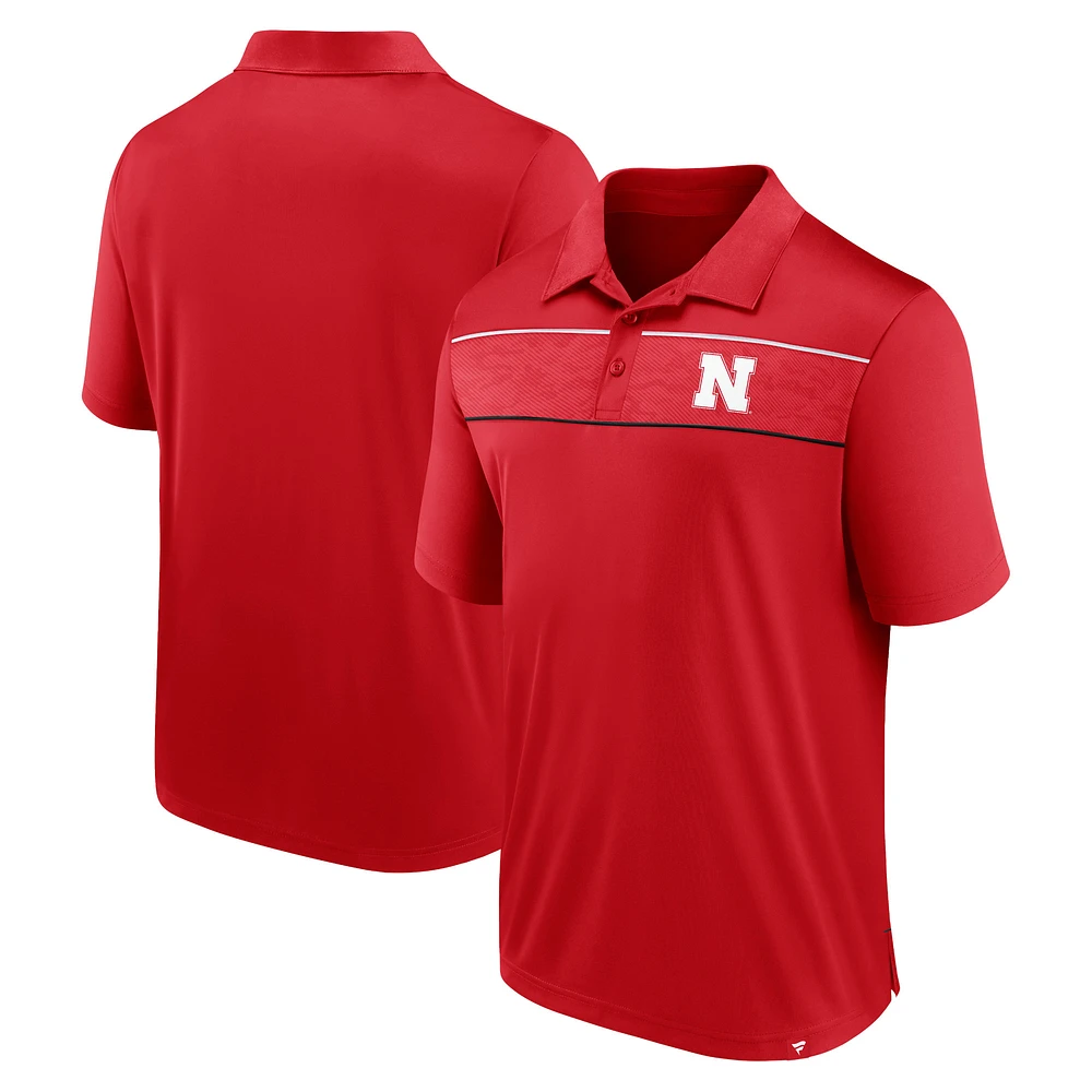 Men's Fanatics  Scarlet Nebraska Huskers Defender Polo