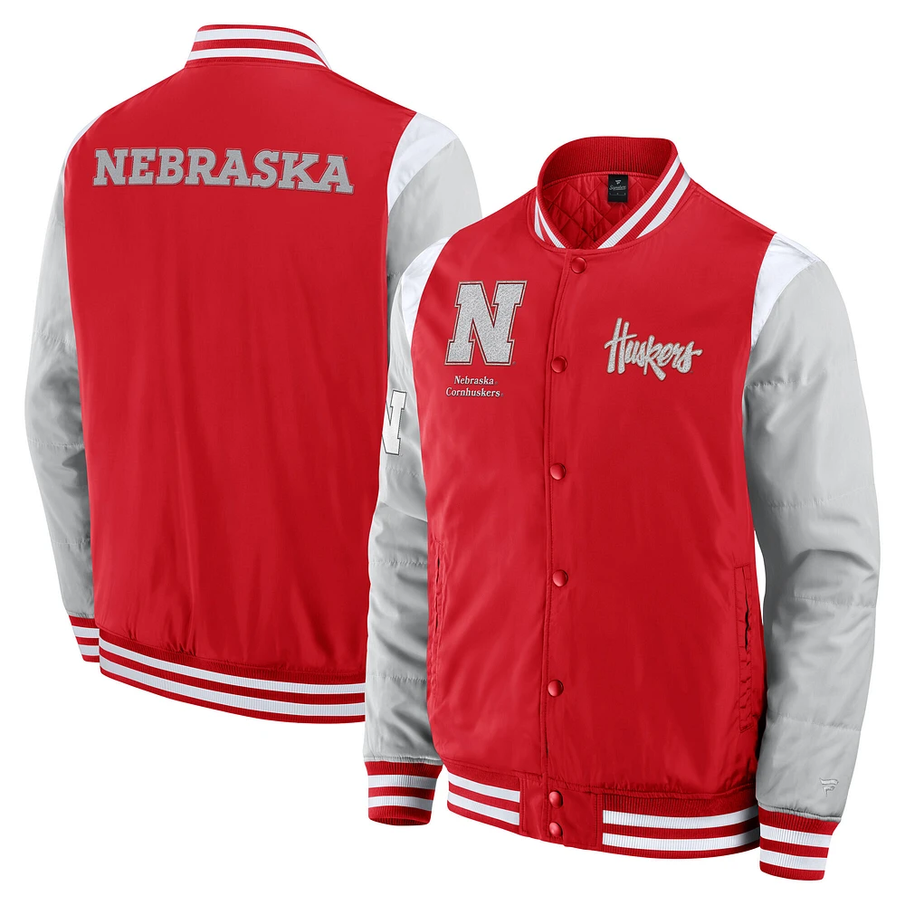 Veste à boutons-pression intégrale Fanatics Scarlet Nebraska Huskers Elements Elite pour hommes