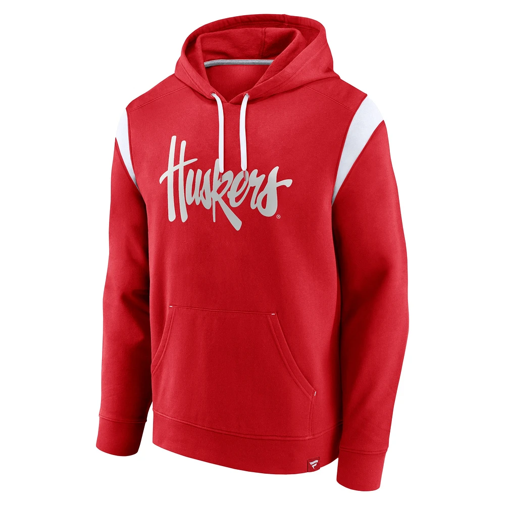 Men's Fanatics Scarlet Nebraska Huskers Gym Rat Pullover Hoodie