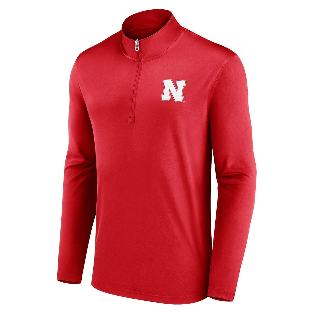 Haut à quart de zip Fanatics Scarlet Nebraska Huskers Underdog Mindset pour hommes