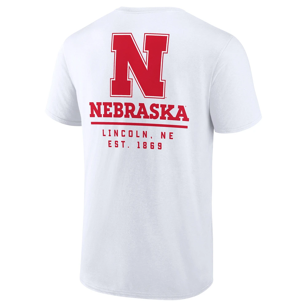 Men's Fanatics White Nebraska Huskers Game Day 2-Hit T-Shirt