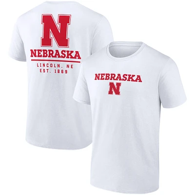 T-shirt blanc à 2 coups Fanatics pour hommes Nebraska Huskers Game Day