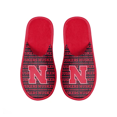 Chaussons à glissière FOCO Nebraska Huskers Scuff Logo pour hommes