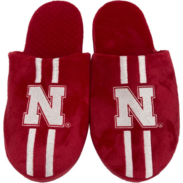 Chaussons d'équipe rayés FOCO Nebraska Huskers pour hommes