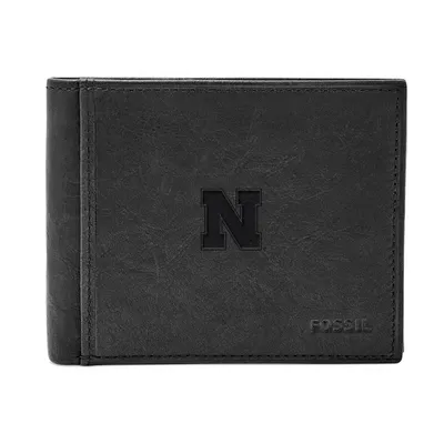 Nebraska Huskers Fossil Ingram RFID Flip ID Bi-Fold Wallet - Black