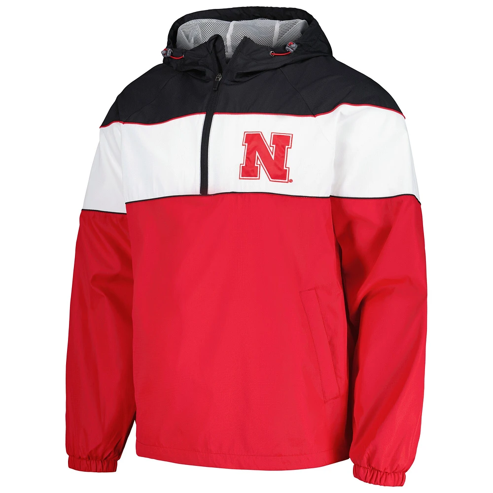 Men's G-III Sports by Carl Banks Scarlet Nebraska Huskers Center Line Half-Zip Raglan Hoodie Jacket