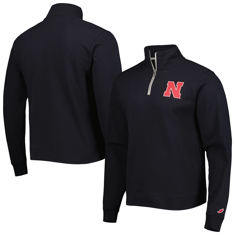 League Collegiate Wear pour homme Noir Nebraska Huskers Stack Essential Sweat léger en molleton à quart de zip