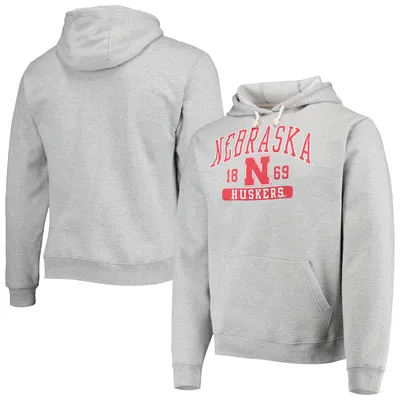 Nebraska Huskers League Collegiate Wear Volume Up Essential Fleece Pullover Hoodie - Heathered Gray